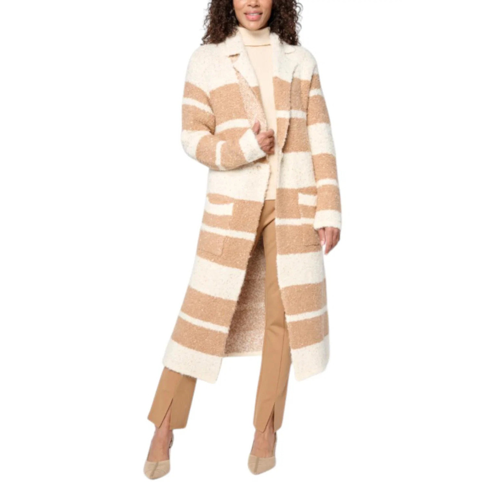 Christie Brinkley Women's Jacquard Boucle Cardigan Pearled Ivory - Regular